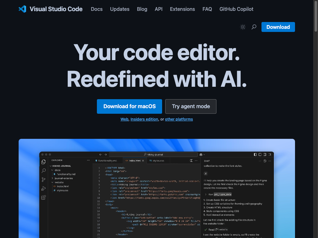 VS Code download page